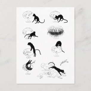 Katze und Goldfish, Alexandre Steinlen Postkarte