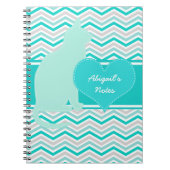 Katze und Herz auf Zickzack personalisiertem Notizblock (Vorderseite)