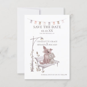 Katze und Hund auf Jungtieren Save the Date Hochze Ankündigung