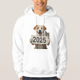 Katze und Hund, die das Plakat 2025 halten Hoodie