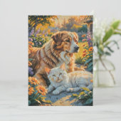 Katze und Hund Einladung (Stehend Vorderseite)