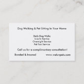 Katze und Hund Fernsehen in Stühlen Hund Walker Visitenkarte (Rückseite)