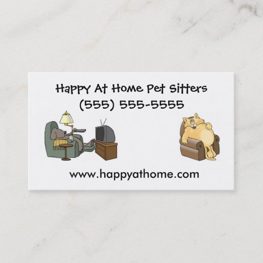 Katze und Hund Fernsehen in Stühlen Hund Walker Visitenkarte (Vorderseite)