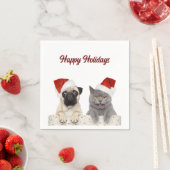 Katze und Hund frohe Weihnachten glücklichen Urlau Serviette (Beispiel)