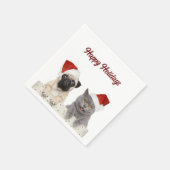 Katze und Hund frohe Weihnachten glücklichen Urlau Serviette (Ecke)