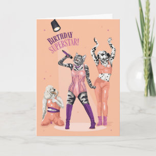 Katze und Hund Geburtstag Superstar Karte