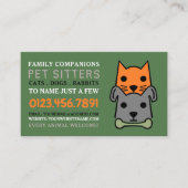 Katze und Hund, Heimtiere Sitter Visitenkarte (Vorderseite)