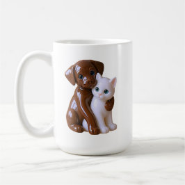 Katze und Hund im Figurenstil Kaffeetasse