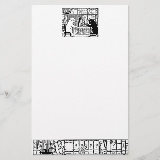 Katze und Hund in der Bibliothek Briefpapier (Vorderseite)