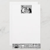 Katze und Hund in der Bibliothek Briefpapier (Vorne/Hinten)