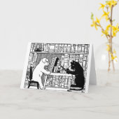 Katze und Hund in der Bibliothek Karte (Gelbe Blume)
