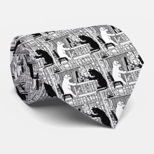 Katze und Hund in der Bibliothek Krawatte