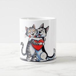 Katze und Hund in Liebe Jumbo-Tasse