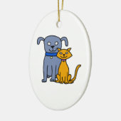 Katze und Hund Keramikornament (Links)