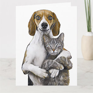 KATZE UND HUND KUNST LIEBE ROMANTISCHE GRUßKARTEN  KARTE