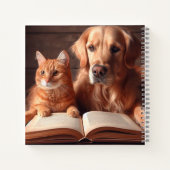 Katze und Hund lesen ein Buch (Rückseite)