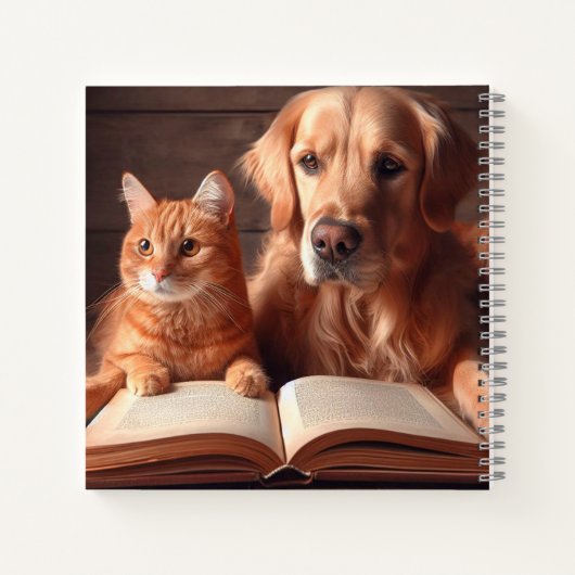 Katze und Hund lesen ein Buch (Rückseite)