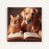 Katze und Hund lesen ein Buch (Vorderseite)