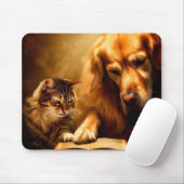 Katze und Hund lesen ein Buch Mousepad (Mit Mouse)