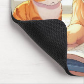 Katze und Hund lesen ein Buch Mousepad (Ecke)