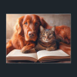 Katze und Hund lesen ein Buch Postkarte<br><div class="desc">Tiere sind aus vielen Gründen wichtig,  aber sie bewegen auch Gefühle. Welches ist dein Favorit?</div>