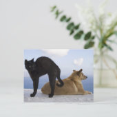 Katze und Hund Postkarte (Stehend Vorderseite)