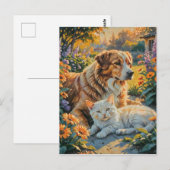 Katze und Hund Postkarte (Vorne/Hinten)