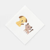 Katze und Hund Serviette (Ecke)
