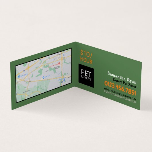 Katze und Hund, Sitzdienst für Haustiere im Detail Visitenkarten (Innenseite)