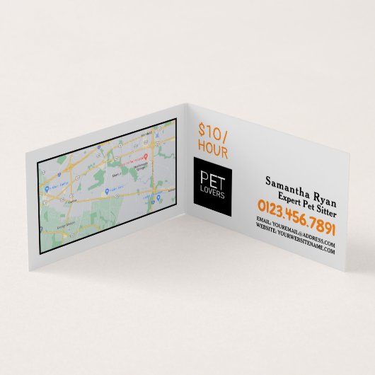 Katze und Hund, Sitzdienst für Haustiere im Detail Visitenkarten (Innenseite)