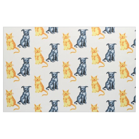 Katze und Hund Stoff (Fat Quarter (45,7 x 55,9 cm))