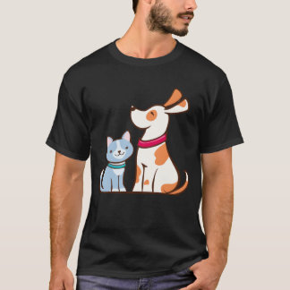 Katze und Hund Vintag T-Shirt