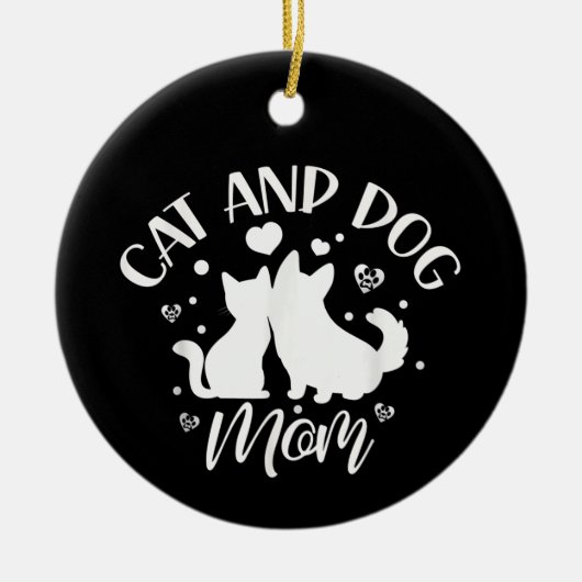 Katze und Hunde Mama Girl Lover Hunde Katzen Mutte Keramik Ornament (Vorne)