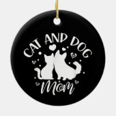 Katze und Hunde Mama Girl Lover Hunde Katzen Mutte Keramik Ornament (Hinten)