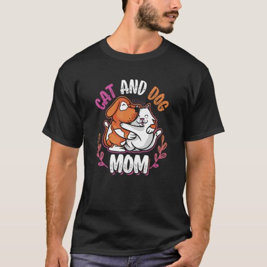 Katze und Hunde Mama Haustiere Hunde und Mama T-Shirt (Vorderseite)