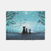 Katze und Hunde Wintersonnenuntergang Fleecedecke (Vorderseite (Horizontal))