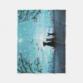 Katze und Hunde Wintersonnenuntergang Fleecedecke (Vorderseite)