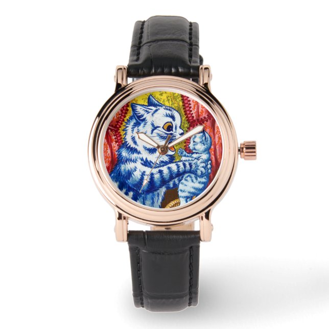 Katze und ihre Kätzchen Armbanduhr (Vorderseite)