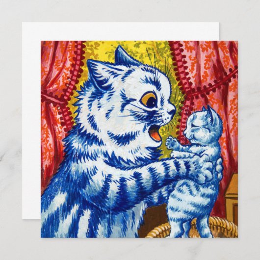 Katze und ihre Kätzchen Einladung (Vorne/Hinten)