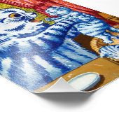 Katze und ihre Kätzchen Fotodruck (Ecke)