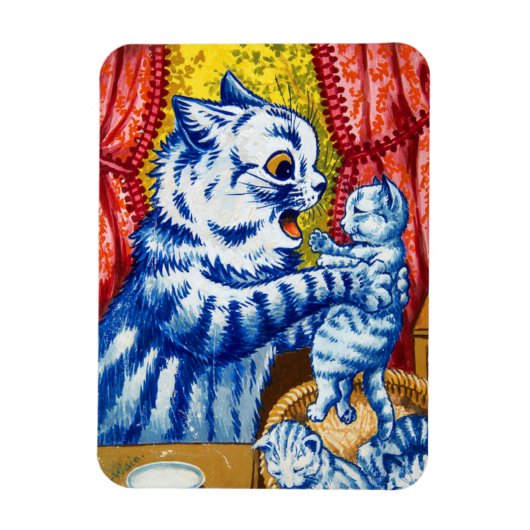 Katze und ihre Kätzchen Magnet (Vertikal)