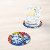 Katze und ihre Kätzchen Runder Pappuntersetzer (Vor Ort)