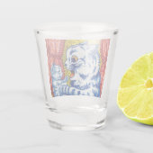 Katze und ihre Kätzchen Schnapsglas (Rückseite)