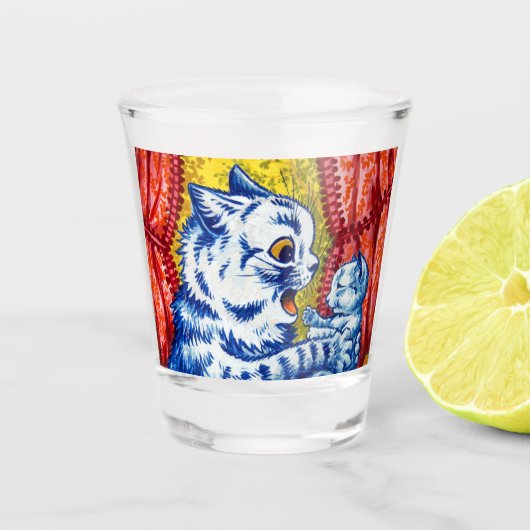 Katze und ihre Kätzchen Schnapsglas (Vorderseite)