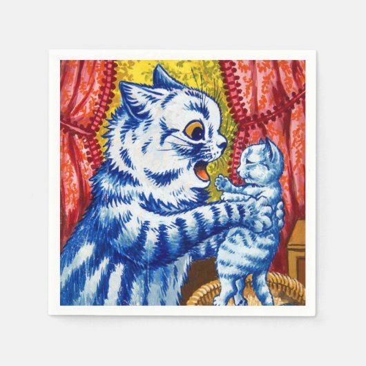 Katze und ihre Kätzchen Serviette (Vorderseite)