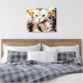 Katze und ihre Kätzchen verschnürte Leinwand (Insitu (Schlafzimmer))