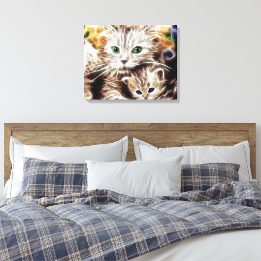 Katze und ihre Kätzchen verschnürte Leinwand (Insitu (Schlafzimmer))