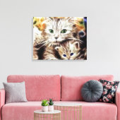 Katze und ihre Kätzchen verschnürte Leinwand (Insitu (Wohnzimmer))