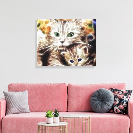 Katze und ihre Kätzchen verschnürte Leinwand (Insitu (Wohnzimmer))