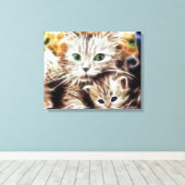 Katze und ihre Kätzchen verschnürte Leinwand (Insitu (Holzboden))
